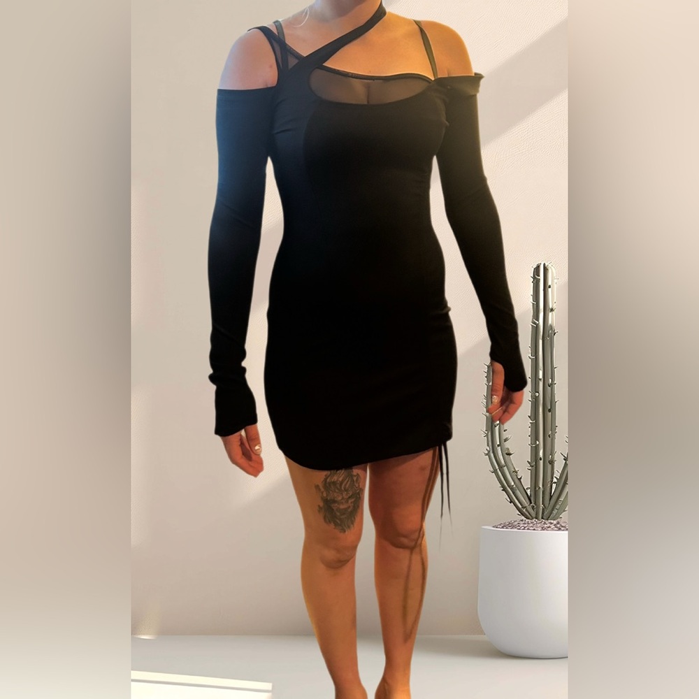 POSTER GIRL Black Mesh Detail Dress